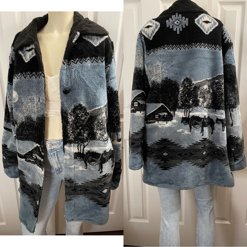 Vtg Western scenic comfy and warm fully lined coat size medium